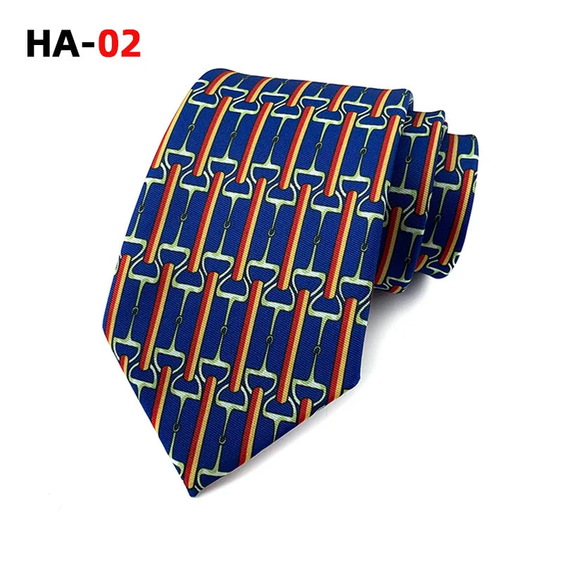 Men Luxury Tie 8cm Silk Tie For Men Print Vintage Design Necktie Silk Feeling Cravat For Wedding Party Gifts Stripe Cravats - Ellianto fashion Men's