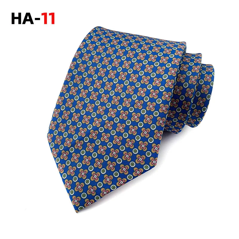 Men Luxury Tie 8cm Silk Tie For Men Print Vintage Design Necktie Silk Feeling Cravat For Wedding Party Gifts Stripe Cravats - Ellianto fashion Men's