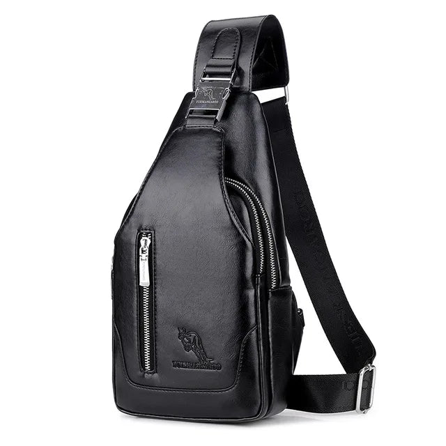 Summer Men Chest Bag Single Strap Sling Bags Leather Male Travel Crossbody Bags Vintage Chest Pack Business Messenger Bag - Ellianto fashion Men's