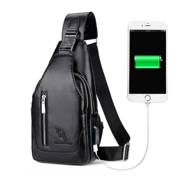 Summer Men Chest Bag Single Strap Sling Bags Leather Male Travel Crossbody Bags Vintage Chest Pack Business Messenger Bag - Ellianto fashion Men's