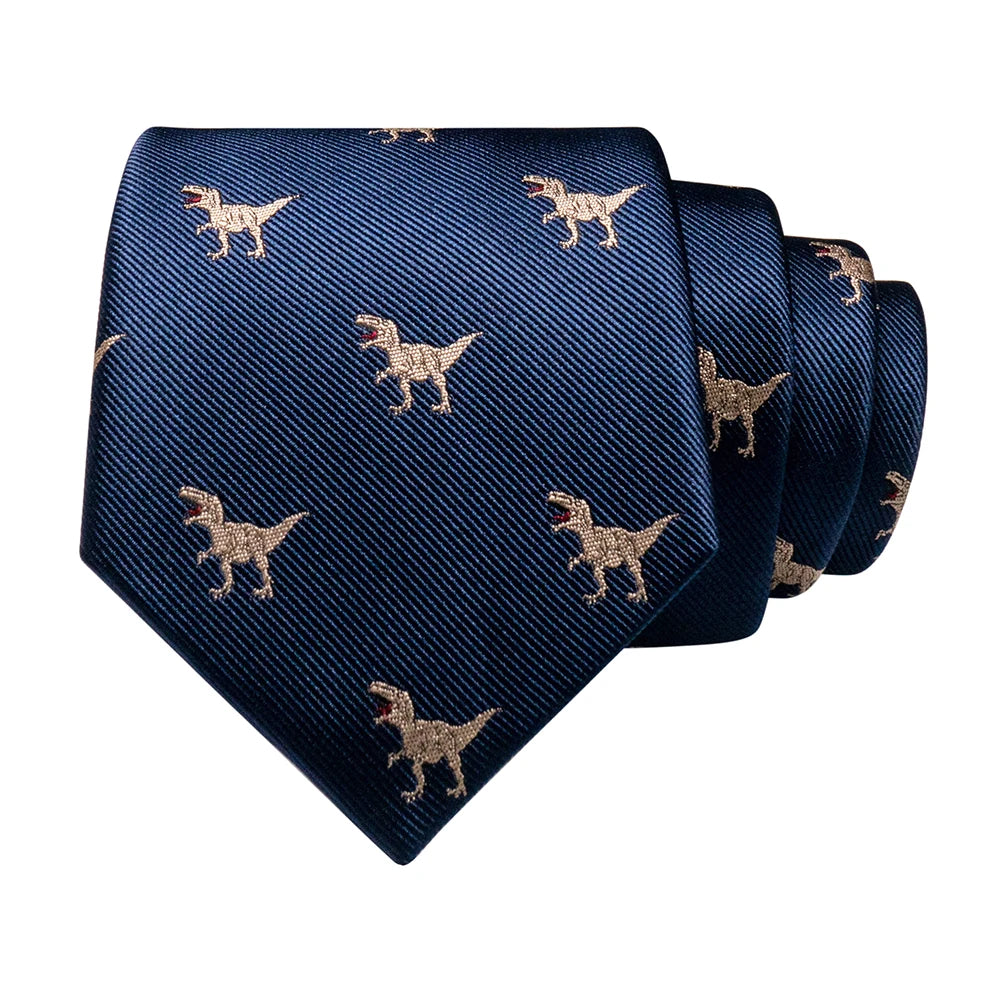 JEMYGINS New Design Animal Tie For Men Silk Woven Necktie 8cm Cartoon Dinosaur Fox Jacquard Fashion Party Wedding Gravata gift - Ellianto fashion Men's