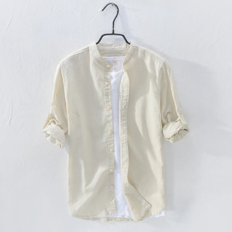 Men’s Cotton & Linen Long-Sleeve Autumn Shirt – Lightweight Comfort with Refined, Timeless Style for the Modern Gentleman