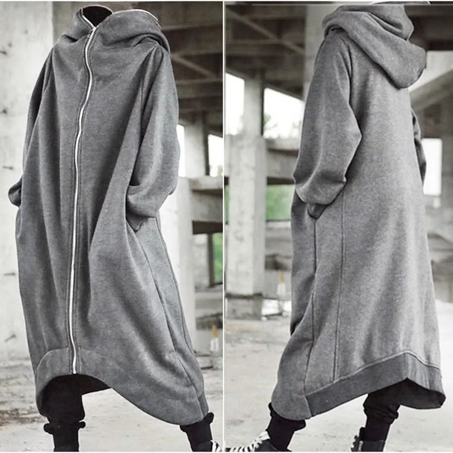 Nazgul-Inspired Long Hooded Coat – Warm Fleece-Lined Comfort with Bold, Effortless Street Style for the Modern Gentleman