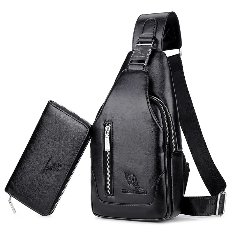 Summer Men Chest Bag Single Strap Sling Bags Leather Male Travel Crossbody Bags Vintage Chest Pack Business Messenger Bag - Ellianto fashion Men's
