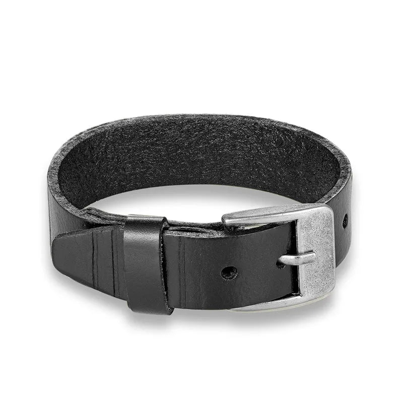 BoBo Cover New Vintag High Quality Aolly Geunine Leather Charm bracelet men Punk Adjustable Buckle bracelets bangles male femme - Ellianto fashion Men's