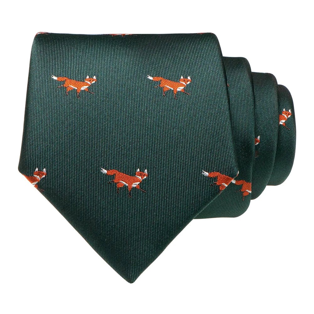 JEMYGINS New Design Animal Tie For Men Silk Woven Necktie 8cm Cartoon Dinosaur Fox Jacquard Fashion Party Wedding Gravata gift - Ellianto fashion Men's