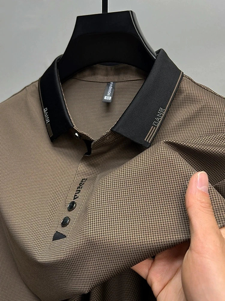 High end brand trend printed short sleeve POLO shirt men's 2025 summer new fashionable lapel casual T-shirt comfortable cool top - Ellianto fashion Men's