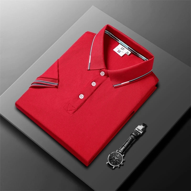 2025 New fashion high quality classic men's short sleeve polo summer casual polo collar S-3XL simple solid color breathable comf - Ellianto fashion Men's