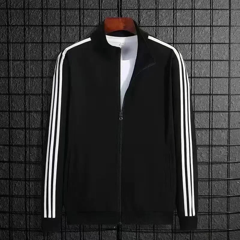 Casual Sportswear Set for Men Spring Autumn Thin Three-Stripes Open Cardigan Hoodie Pants Combo Lightweight Male Outfit - Ellianto fashion Men's