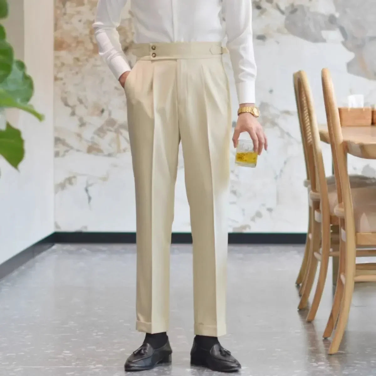 Ice Silk Baggy Cooling Office Trousers for Men Work Man Suits Pants Up Cheap Clothes Offer High Quality Stylish Fashion Spring - Ellianto fashion Men's