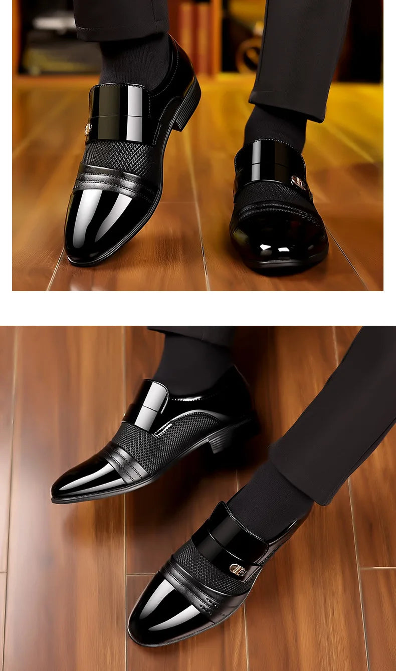 Oxford Shoes Men's Luxury Lacquer Wedding Shoe Pointed Toe Dress Shoes for Men Classic Business Men Leather Shoes Big Size 38-48 - Ellianto fashion Men's