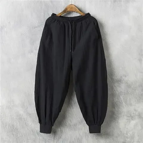 Autumn Men's Linen Casual Pants Loose-fit Trendy Bloomers - Ellianto fashion Men's