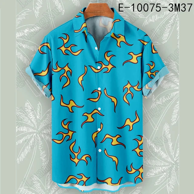 The Creator Golf Fire Flame Blue Hawaiian Shirt – Lightweight, Bold Summer Style for Effortless Beach and Streetwear Comfort for the Modern Gentleman