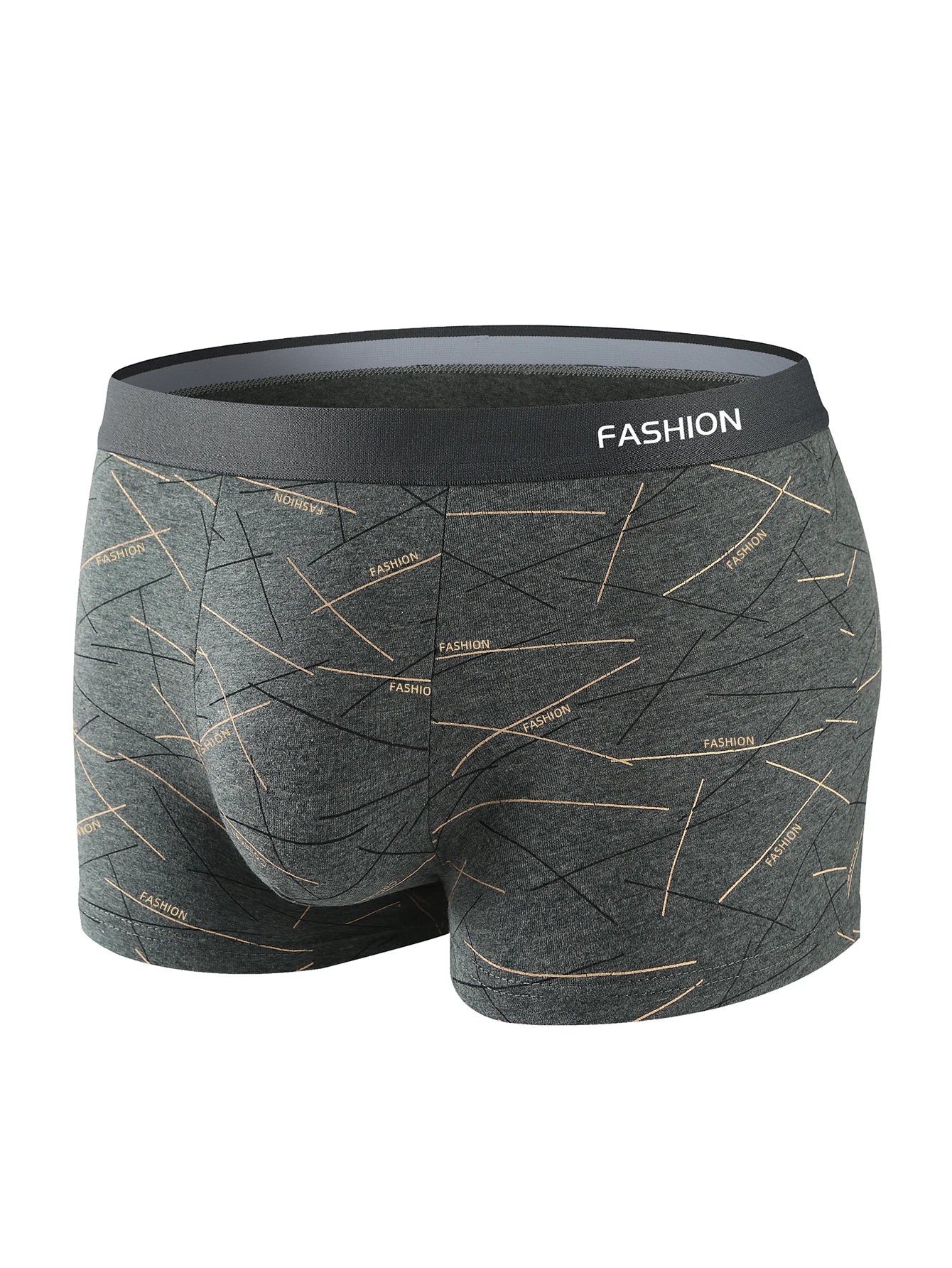 4pcs men's underwear, comfortable, soft and fashionable daily line print intimate boxer briefs, sporty and breathable boxers - Ellianto fashion Men's
