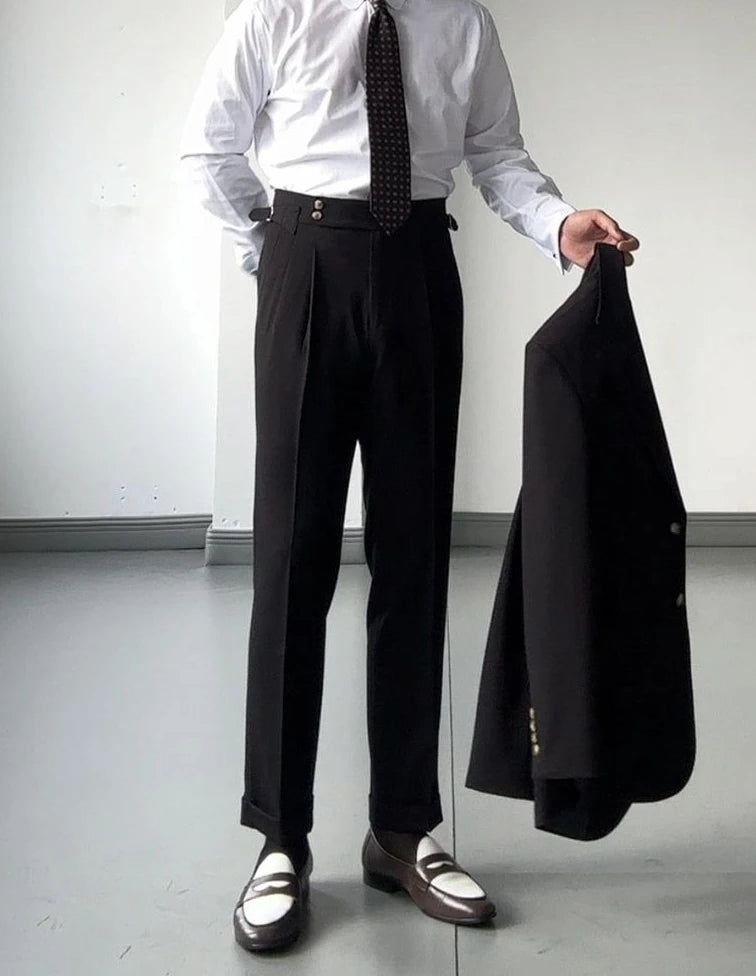High Waist Slim Fit Business Man Suits Pants Summer 2025 Cheap Elegant Fashion Homme Up Straight Suit Trousers for Men - Ellianto fashion Men's