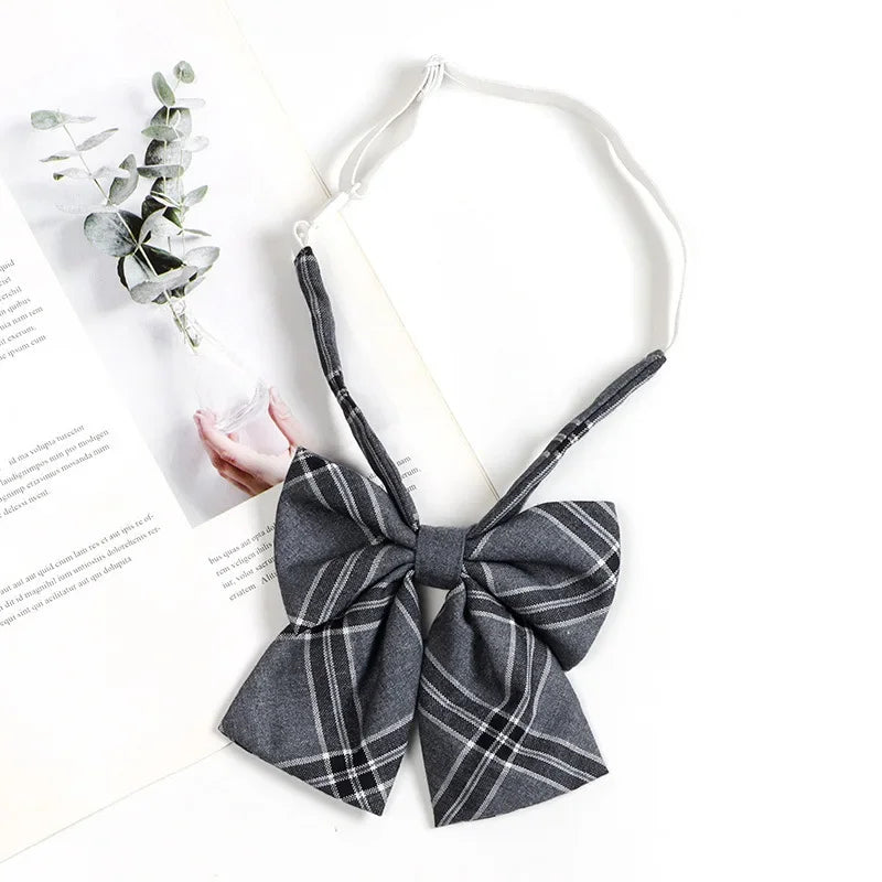 Vintage Brown Plaid Necktie Women's Lazy Person's Japanese Style Preppy Small Tie Bow Tie Handmade Men's Tie