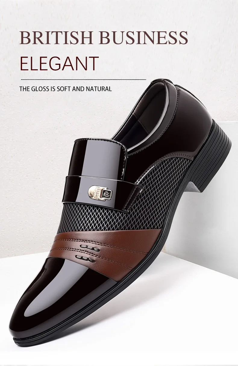 Oxford Shoes Men's Luxury Lacquer Wedding Shoe Pointed Toe Dress Shoes for Men Classic Business Men Leather Shoes Big Size 38-48 - Ellianto fashion Men's