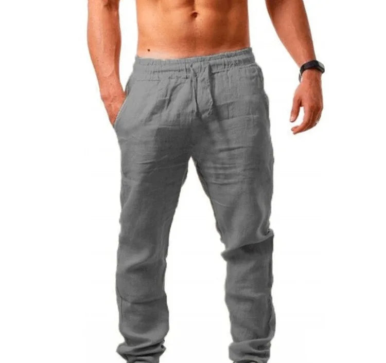 Men’s Super-Breathable Joggers – Lightweight Linen-Blend Casual Pants with Elastic Waist for Athletic, Travel, and Leisure Comfort (Sizes Up to 5XL)