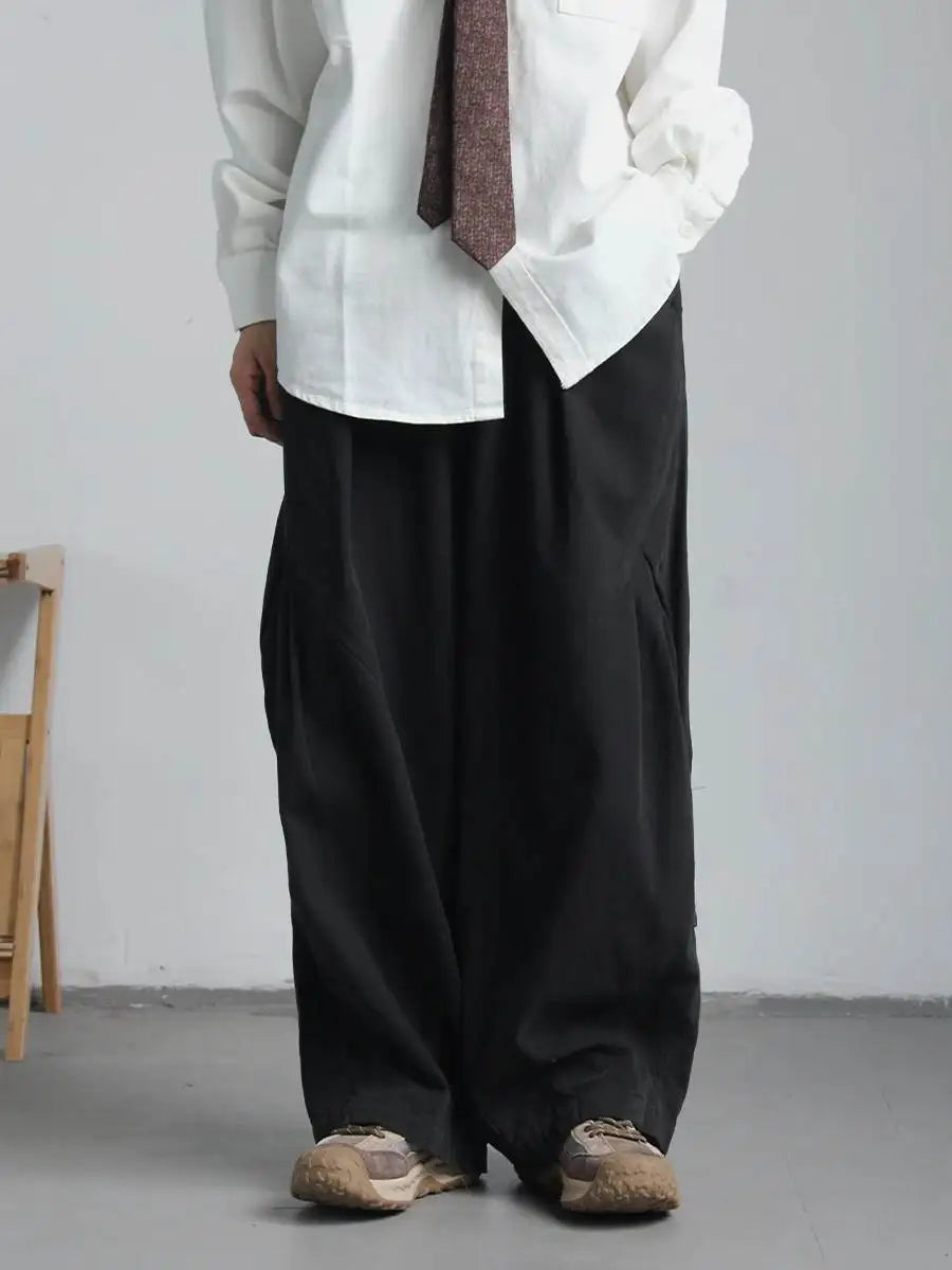 Retro Harajuku Wide-Leg Casual Pants – Lightweight Loose-Fit Straight Trousers for Effortless Spring-Autumn Style