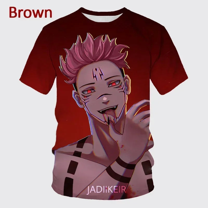 2024 Summer New Anime Jujutsu Kaisen 3D Printing T-shirt Men's Personality Hip-hop Short-sleeved Unisex Casual Round Neck Tops