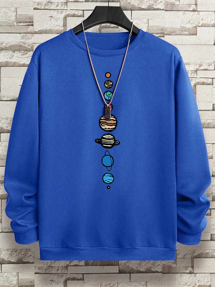 Planets In The Solar System Men Women Hoody Cartoon Crewneck Clothes Casual Comfortable Sweatshirts Warm Pullover Sweatshirt