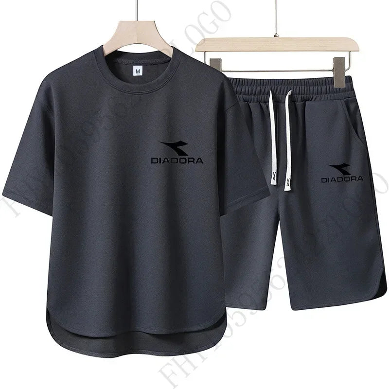 Set European and American procurement products: Men's casual T-shirts + sweatpants, quick-drying sweatshirts and shorts for sportswe - Ellianto fashion Men's