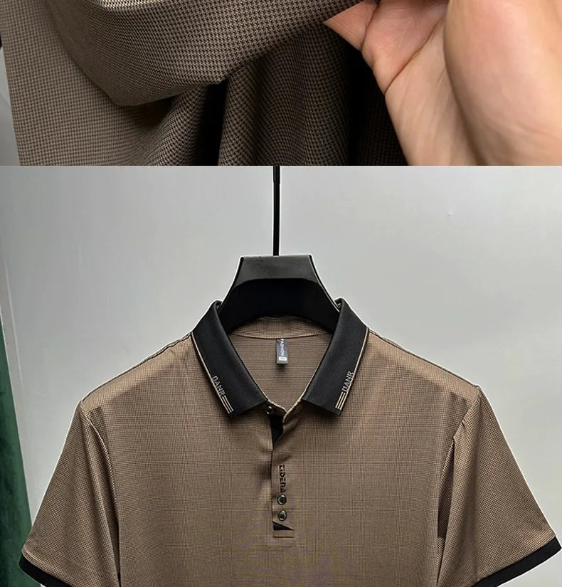 High end brand trend printed short sleeve POLO shirt men's 2025 summer new fashionable lapel casual T-shirt comfortable cool top - Ellianto fashion Men's
