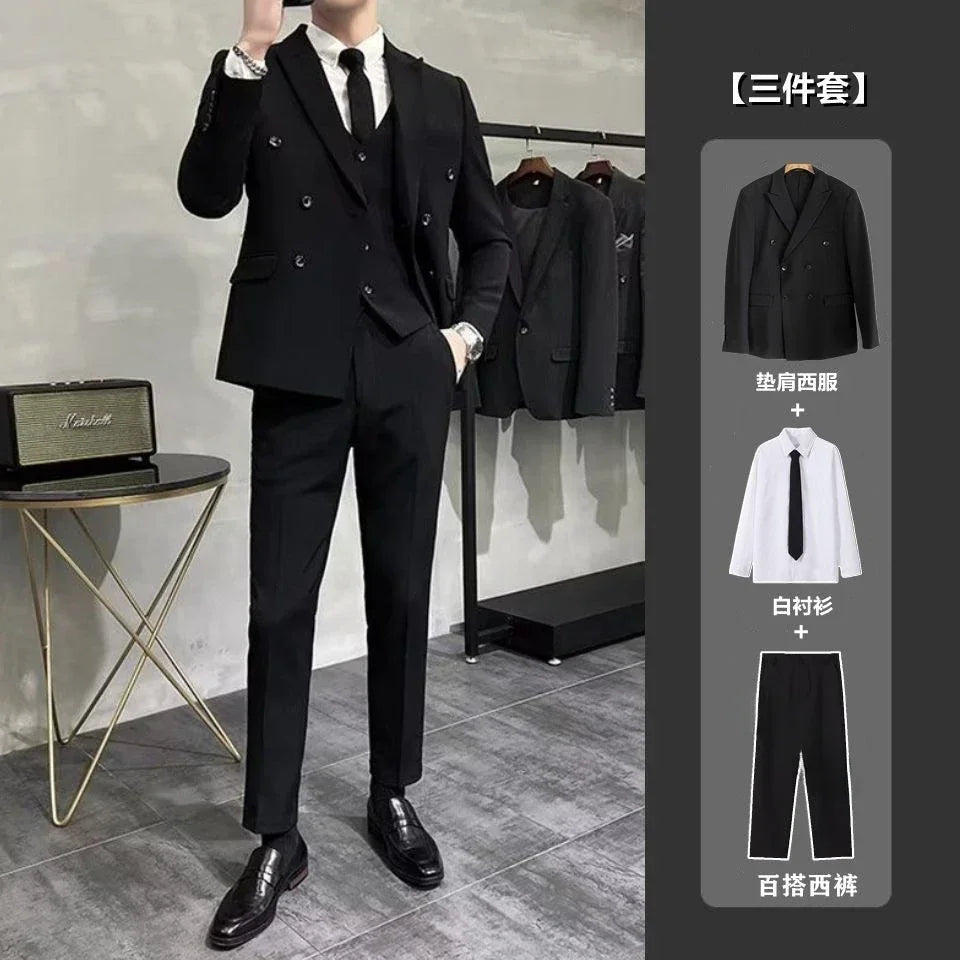 Wedding 2 Piece Outfit Set Male Slim Fit Full Men's Suits and Blazers Dress Formal Groom Clothes Elegant Spring Autumn Luxury - Ellianto fashion Men's