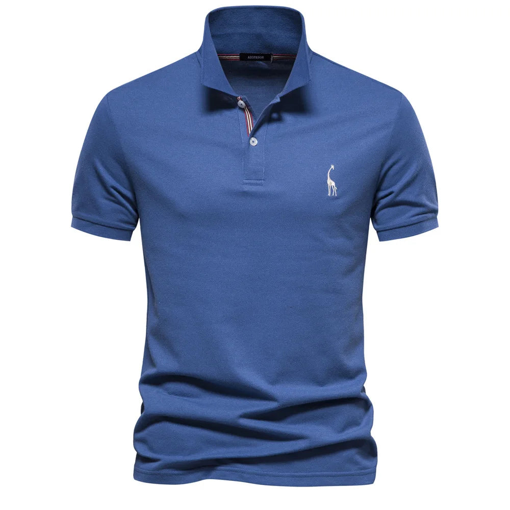 2025 Premium Men's Polo Shirt Deer Embroidery Design 80% Cotton EU Size Casual Short Sleeve Shirts Business Polo Tops Hot Seller - Ellianto fashion Men's