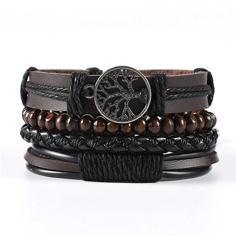 06 2025 Leather Braided Bracelet For Men - Ellianto fashion Men's