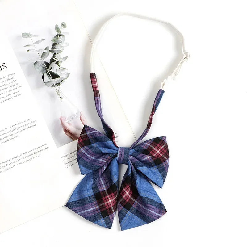 Vintage Brown Plaid Necktie Women's Lazy Person's Japanese Style Preppy Small Tie Bow Tie Handmade Men's Tie