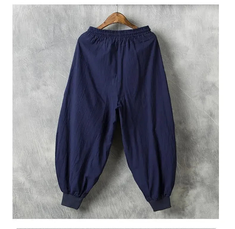 Autumn Men's Linen Casual Pants Loose-fit Trendy Bloomers - Ellianto fashion Men's