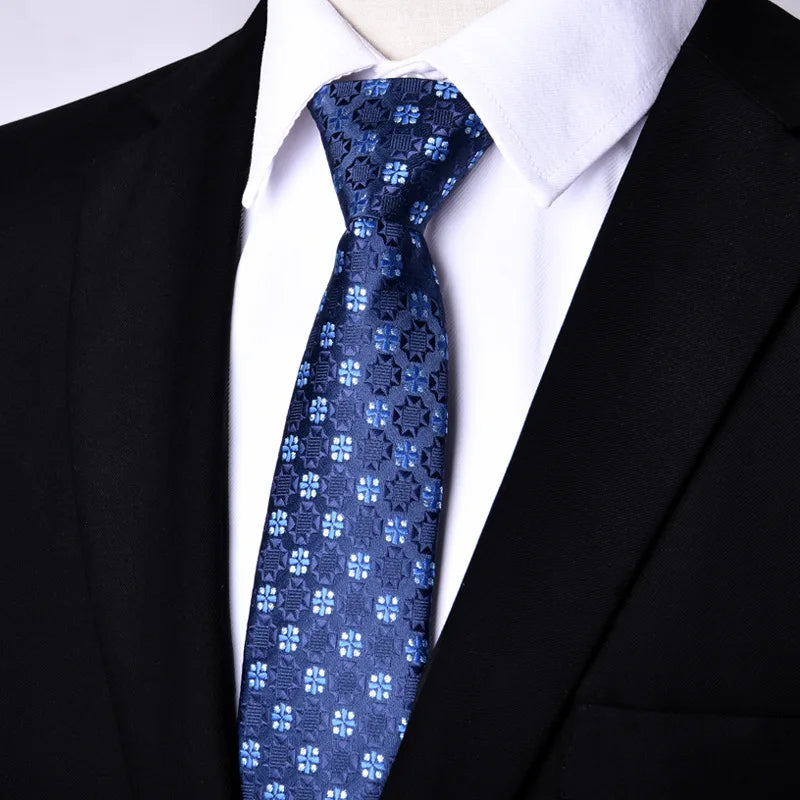 NEW Paisley Zipper Ties for Men 7CM Skinny Neck Tie Solid Striped Neckties Men's Automatic Zipper Tie Blue Lazy Ties - Ellianto fashion Men's