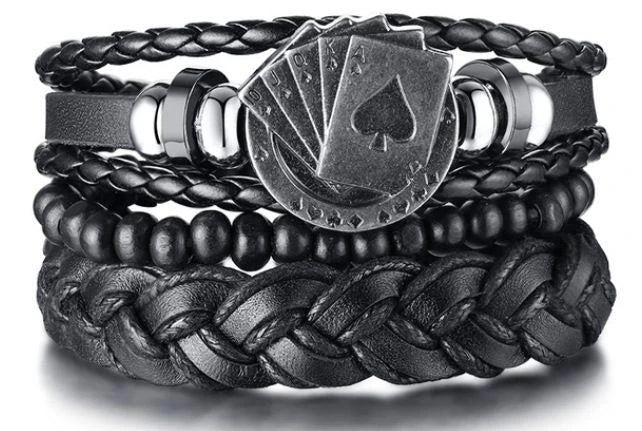06 2025 Leather Braided Bracelet For Men - Ellianto fashion Men's
