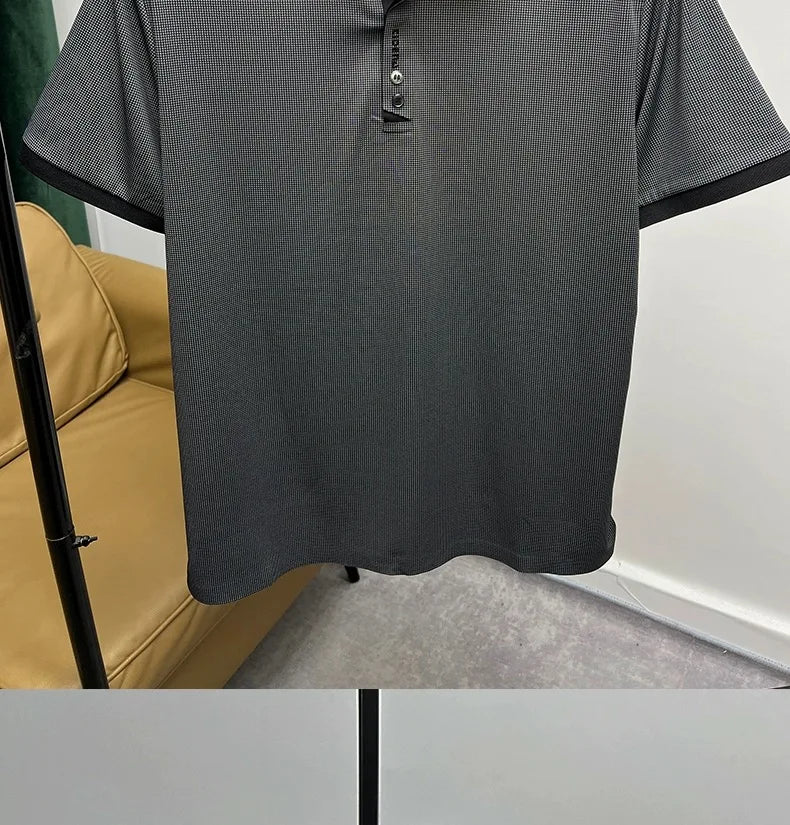 High end brand trend printed short sleeve POLO shirt men's 2025 summer new fashionable lapel casual T-shirt comfortable cool top - Ellianto fashion Men's
