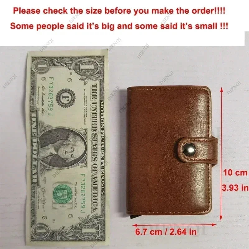 Rfid Credit Card Holder Men Wallets Luxury Small Smart Wallet Metal Business Mini Cardholder Case Women Minimalist Walet for Men - Ellianto fashion Men's