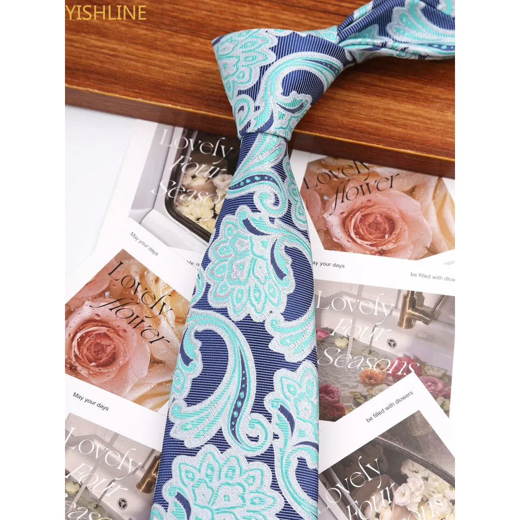 Man Tie Festival Fashion Striped Black Necktie Orange Dark Blue Gravata For Men Slim Paisley Floral Fit Wedding Corbatas Neck - Ellianto fashion Men's