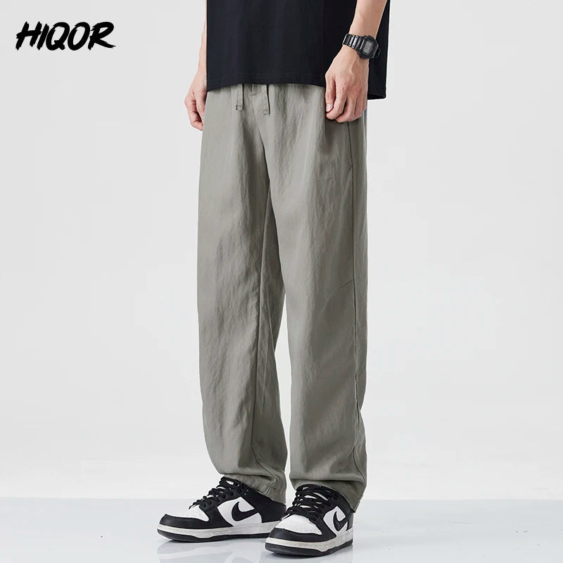 2025 Spring Summer Ultra-thin Men's Stretch Y2K Slim Straight Casual Pants High Quality Fashion Breathable Sports Trousers Baggy - Ellianto fashion Men's