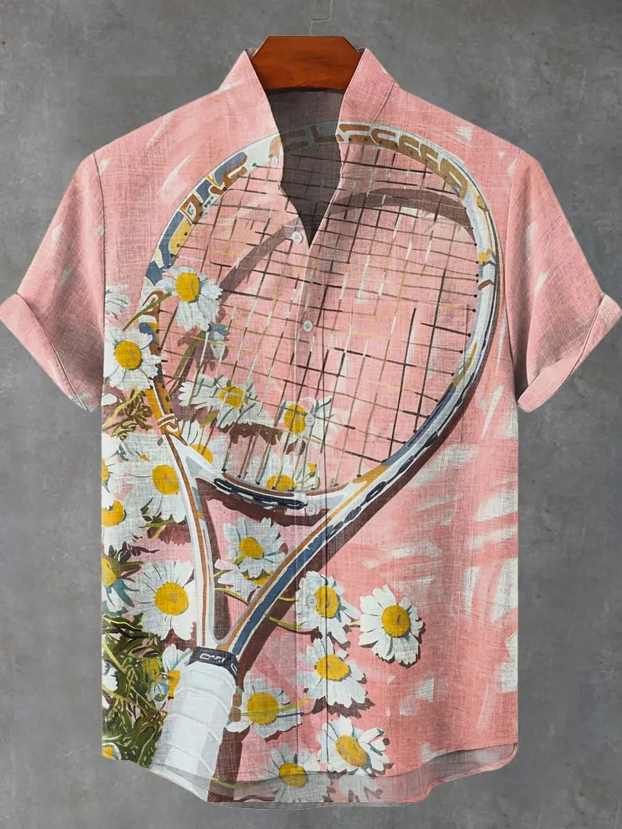 New Men's Linen Short Sleeve Shirt with Casual Animal Pattern, Fashionable Summer Top, New Collection - Ellianto fashion Men's