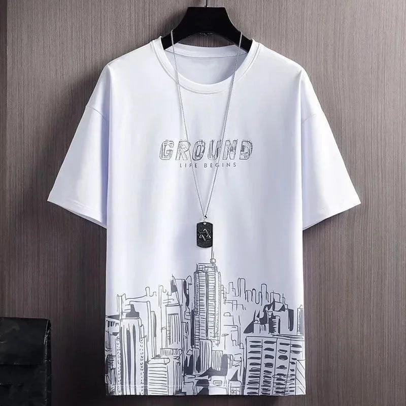 Men’s Ice Silk Gradient Set – Lightweight Short-Sleeve Tee & Casual Shorts for Summer Comfort and Sporty Style