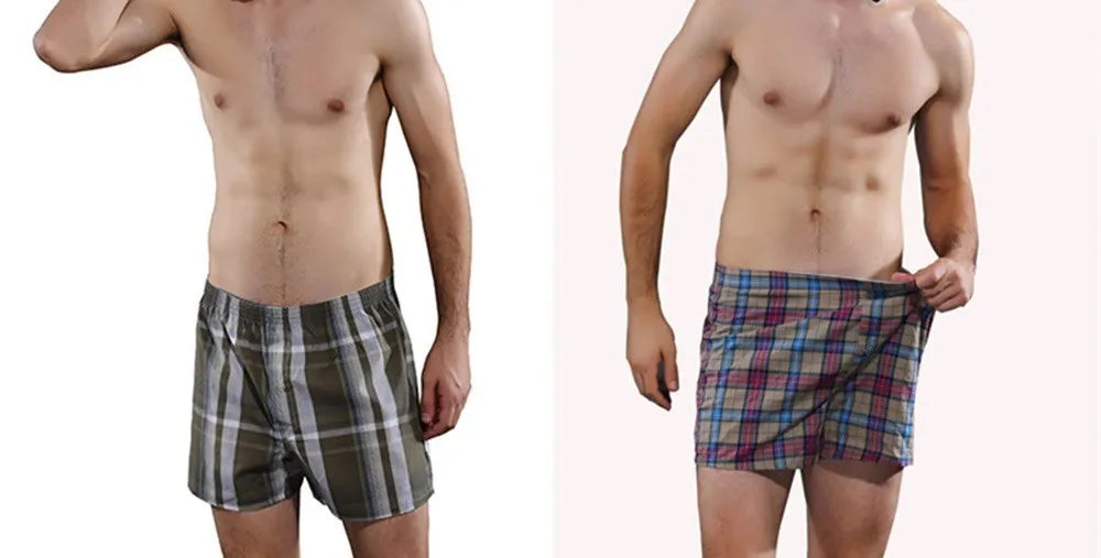 New Classic Plaid men arrow pants casual fashion brand High quality boxer 4pcs/lot mens Cotton boxers men's shorts underwear - Ellianto fashion Men's