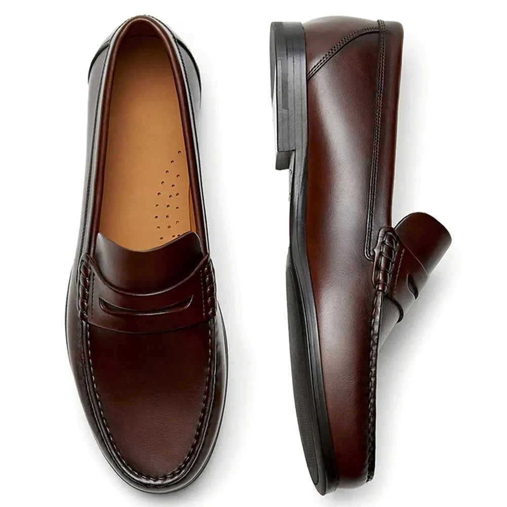 Vintage Top Layer Genuine Leather Slip on Loafers Breathable Moccasins Driving Design Casual Cowhide Shoes for Men - Ellianto fashion Men's
