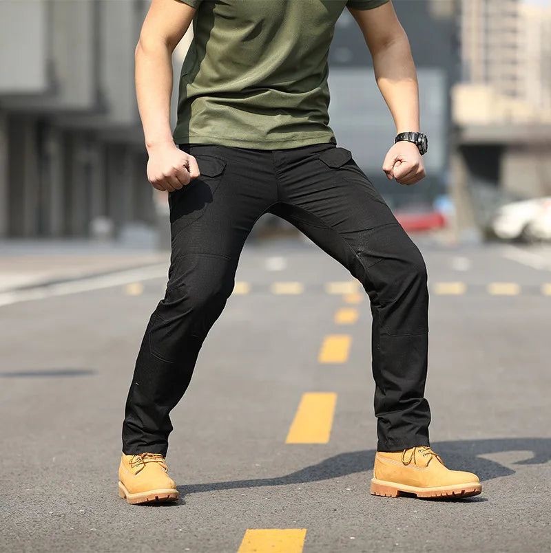 Men's Tactical Trousers Slim Pants Outdoor Overalls Straight Training Multiple Pockets Hiking Fishing Casual Pants Ix7 - Ellianto fashion Men's