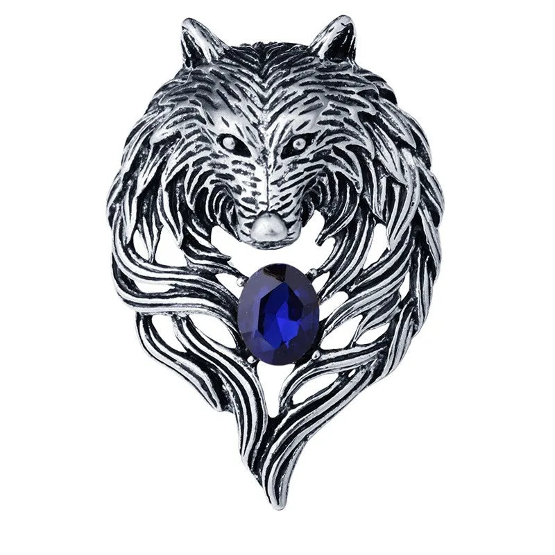 Wolf Brooche Rhinestone Collar Pins Badge Brooches Fashion Suit Shirt Clothing Jewelry for Men Accessories New Vintage Animal