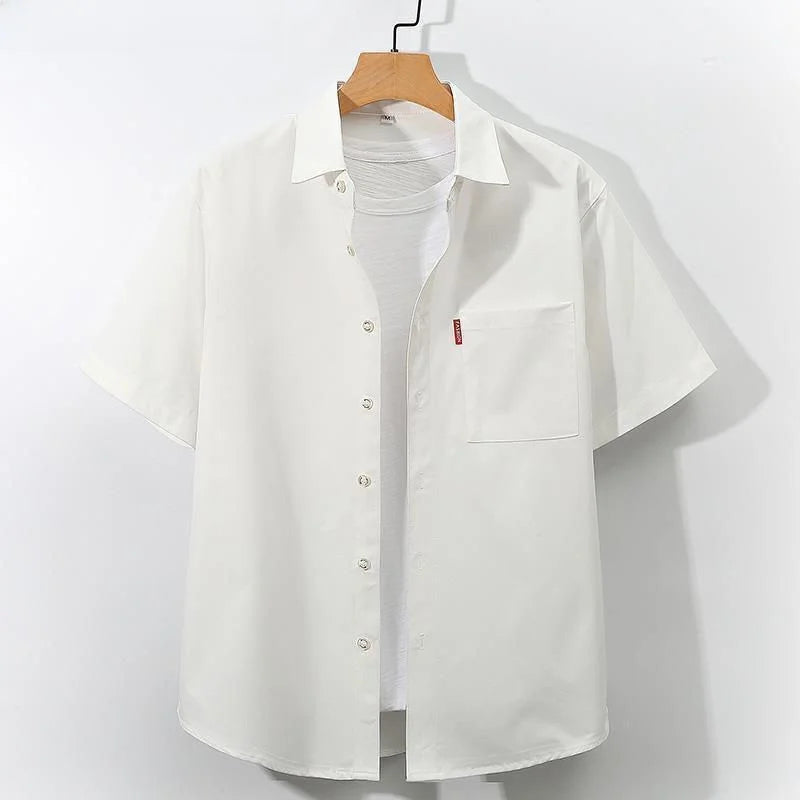 2025 Sle Workwear irt Men's ort Sve Oversize Casual Summer Thin Ice Silk irt Lightweight Breathable Cotton Lin...