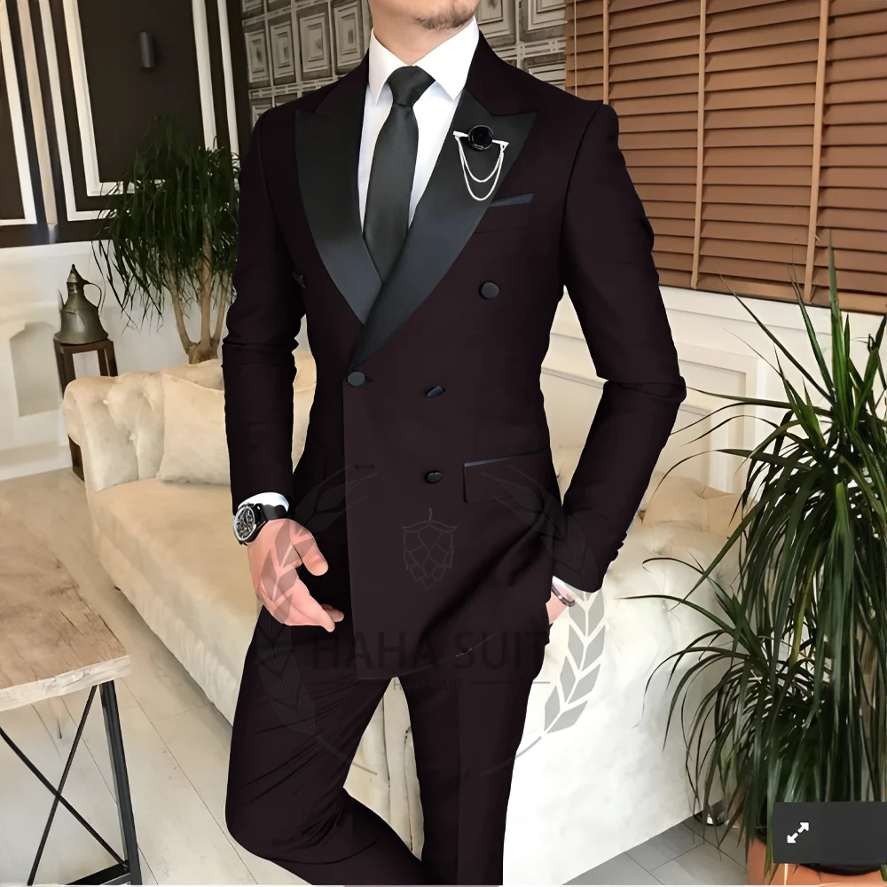 trend 2025 Men's Suit Tailored 2-Piece Clothing Fashion Men's Wedding Groom Suits Best Man Dinner Engagement Tuxedo - Ellianto fashion Men's