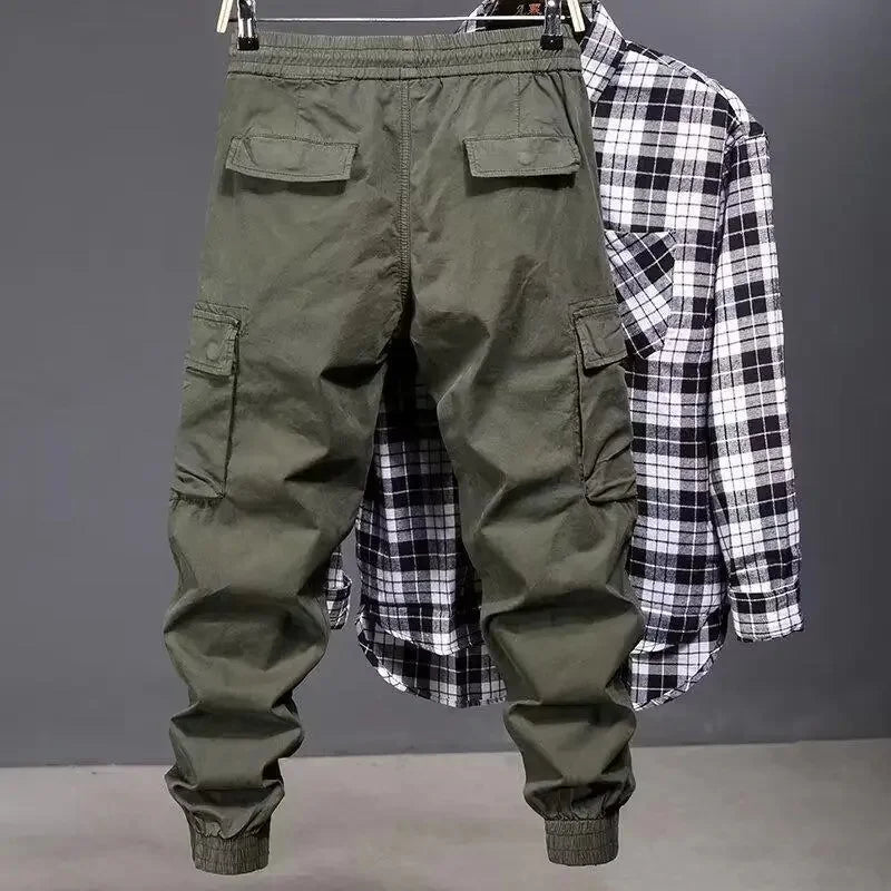 American Style Elastic Casual Pants Men's Trendy Handsome Loose Fit Comfortable Breathable Fashionable Straight Leg Trousers - Ellianto fashion Men's