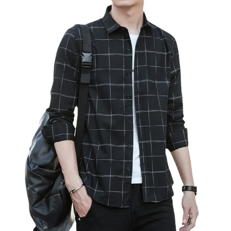 Slim-Fit Long-Sleeve Shirt – Lightweight Summer Comfort with Modern Korean Style for the Confident Gentleman