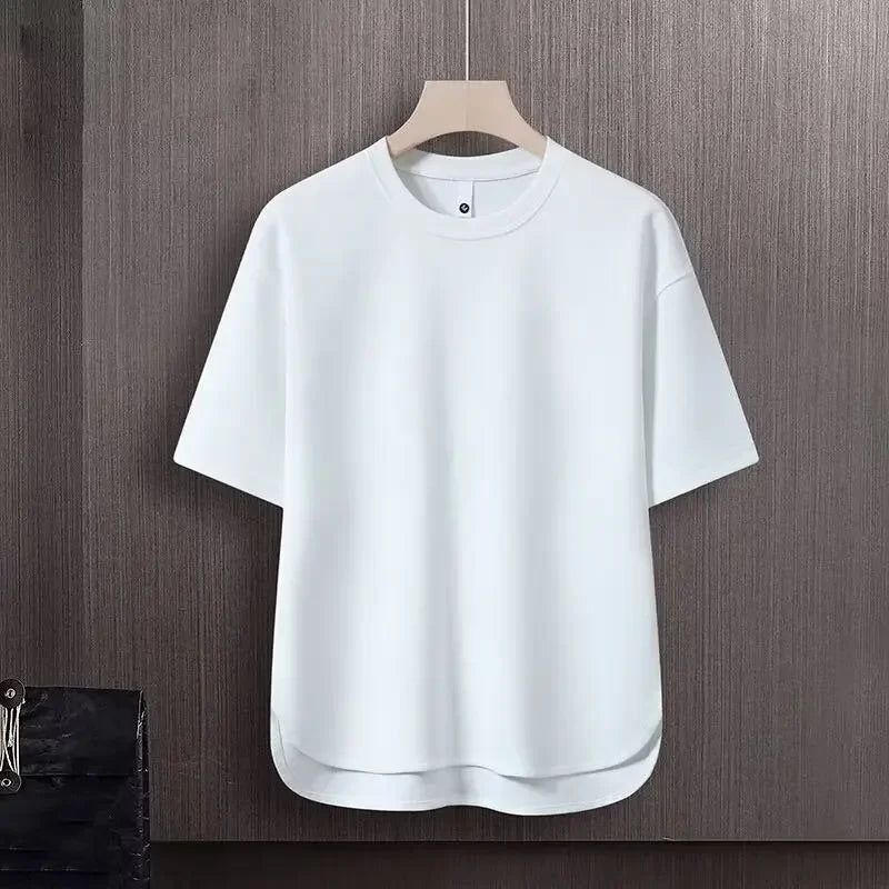 Pure Color Men's T-Shirt Set Short Sleeve Summer Trendy Two-Piece Suit Casual Comfortable Breathable Male Model Clothing - Ellianto fashion Men's