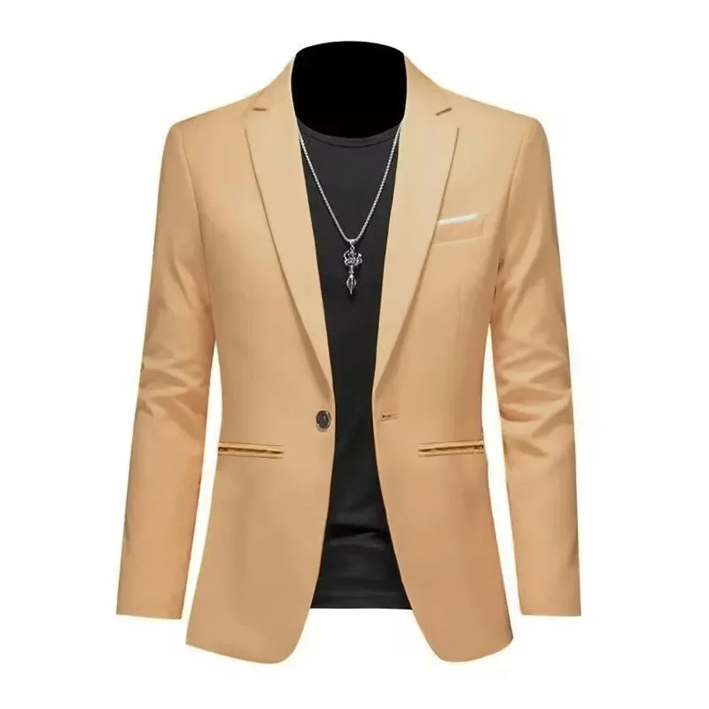 Men's Trendy Leisure Boutique Suit Jacket Autumn Casual Business Slim Fit Non-ironing Single Button Suit Solid Formal Blouse - Ellianto fashion Men's
